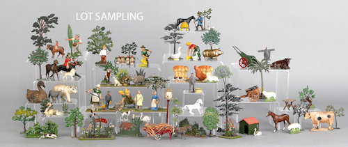 Spelter train and Christmas figures