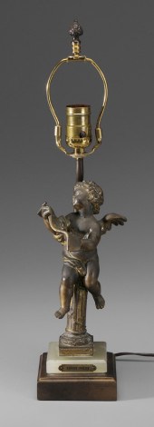 Spelterware Cupid Lamp French,
