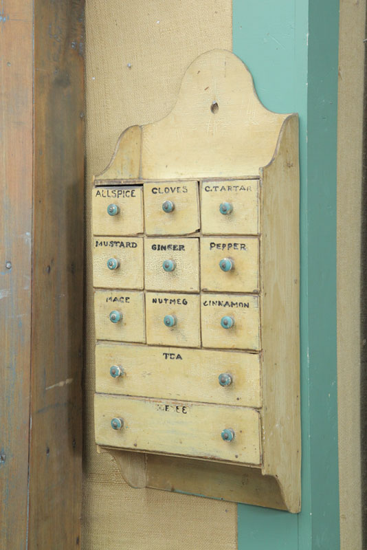 SPICE CABINET. Mustard painted