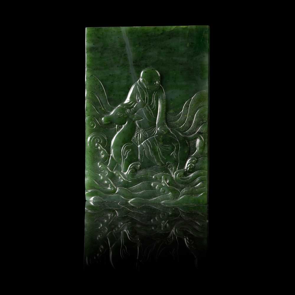SPINACH-GREEN JADE 'ARHAT ON