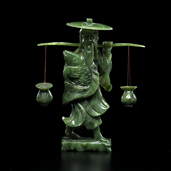 Spinach Jade Fisherman Chinese 20th