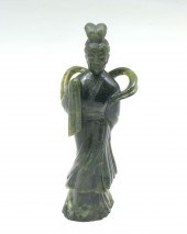 SPINACH JADE KWAN-YIN: Carved