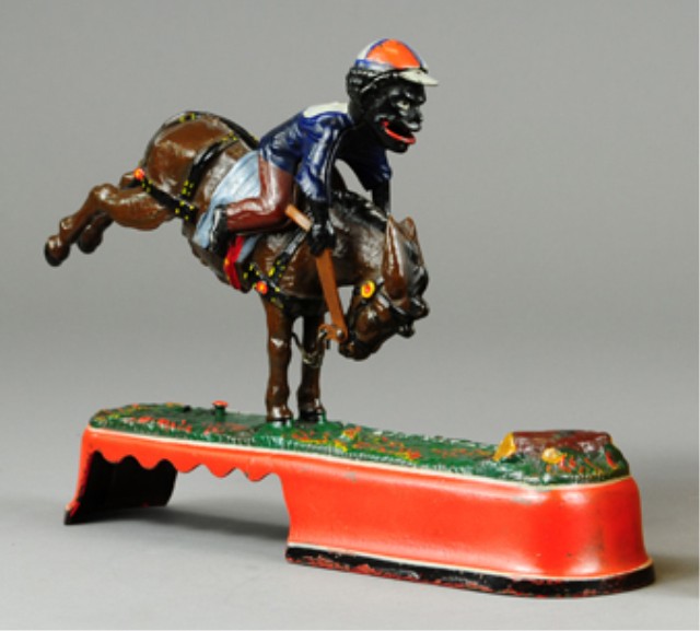 SPISE A MULE JOCKEY MECHANICAL BANK