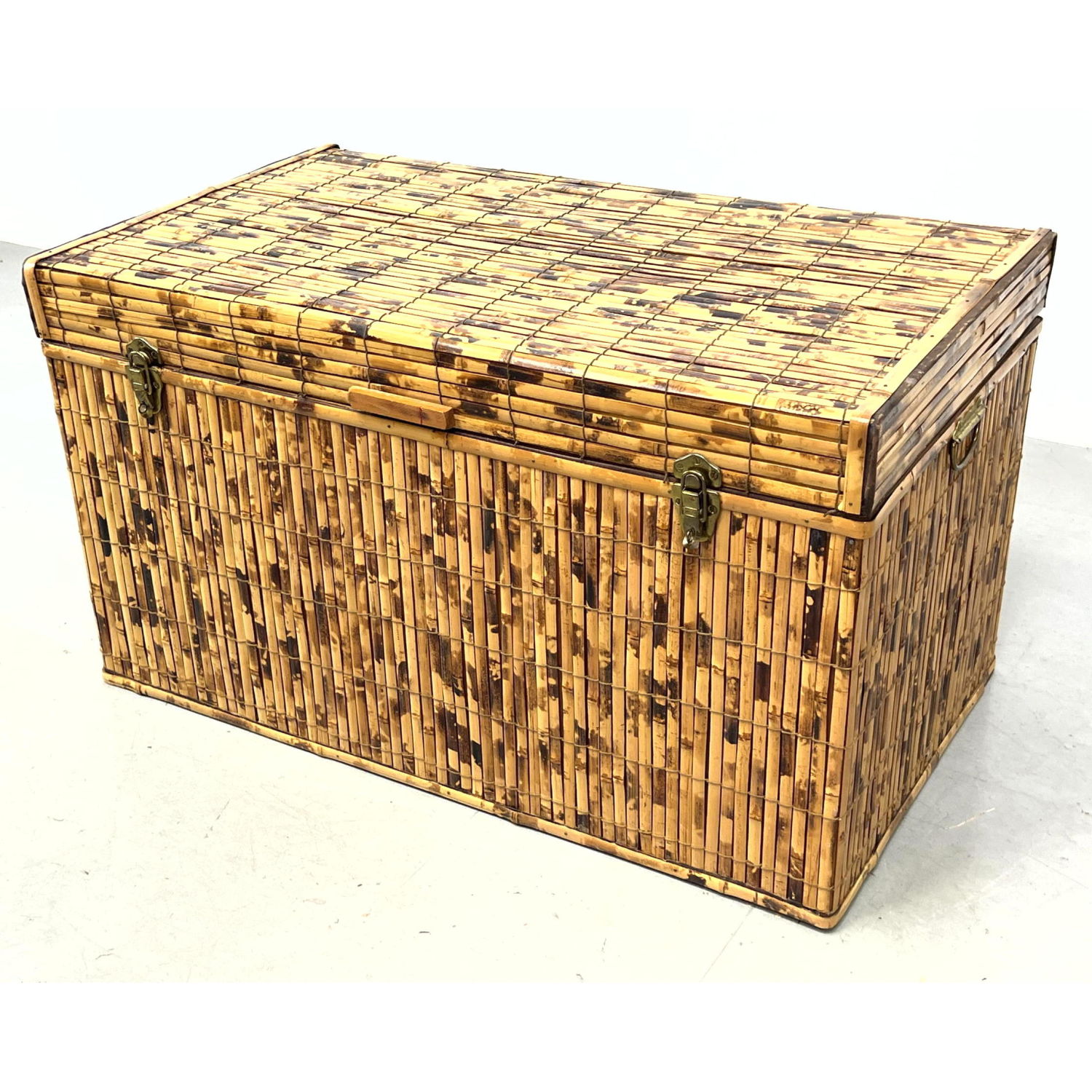 Split Bamboo Lidded Storage Trunk