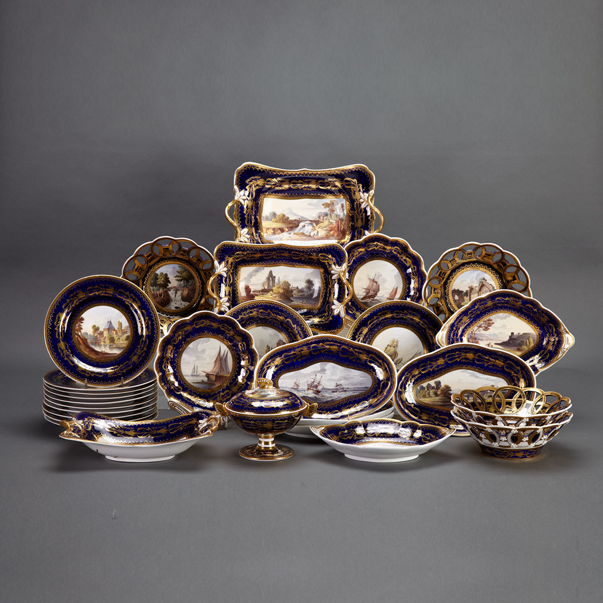 Spode Blue Ground Dessert Service