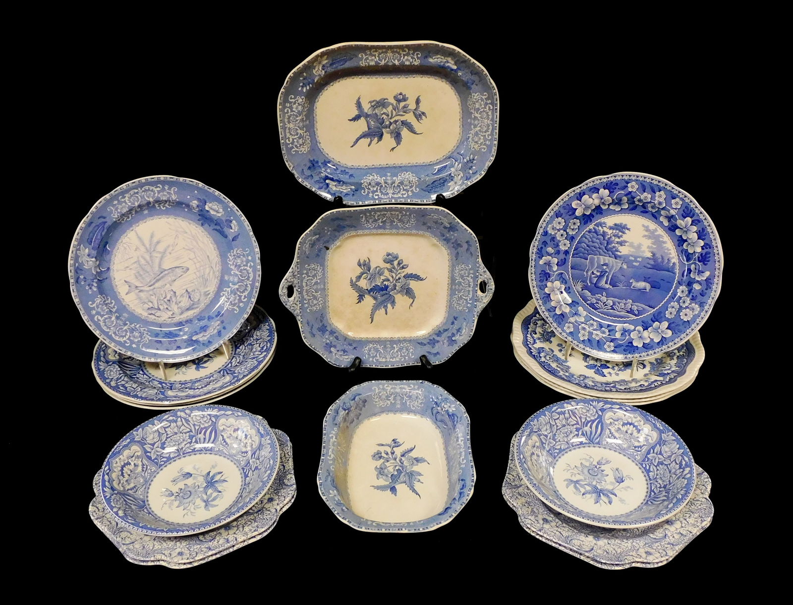 SPODE FLORAL PALE BLUE TRANSFERWARE