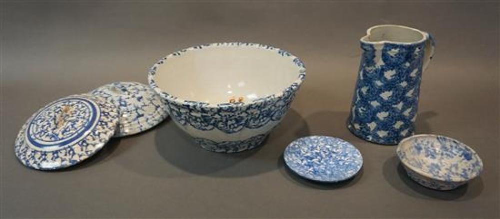 SPONGEWARE PITCHER, A BOWL, A SMALL