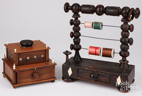 SPOOL HOLDER AND SEWING BOXTurned