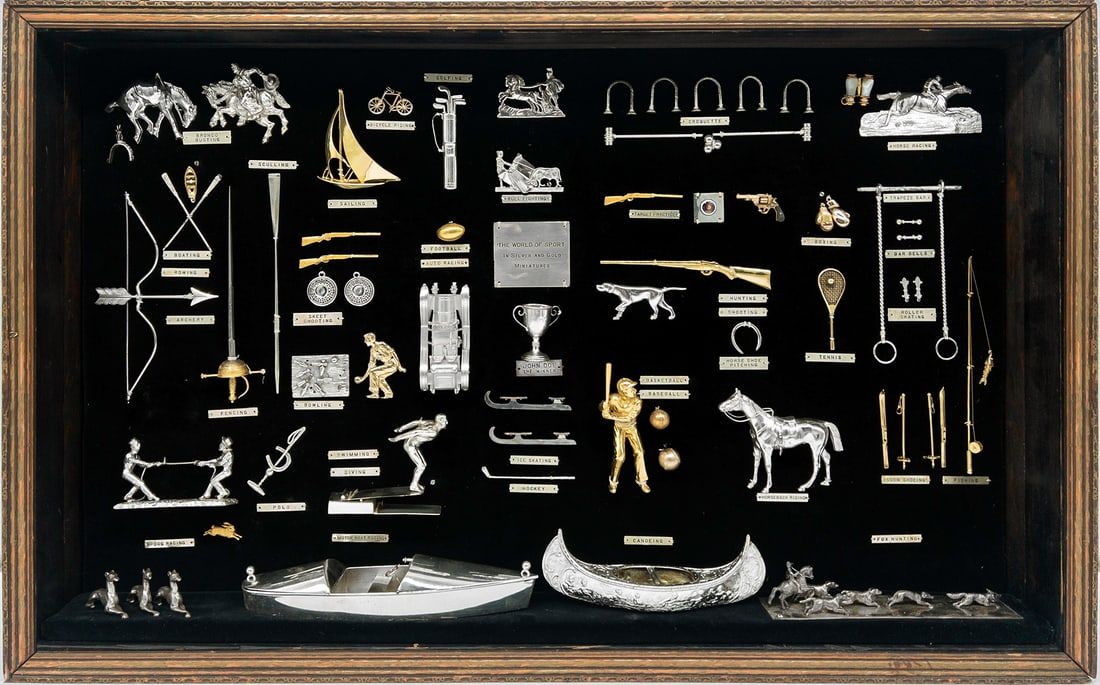 SPORT MEMORABILIA DIORAMA IN GOLD