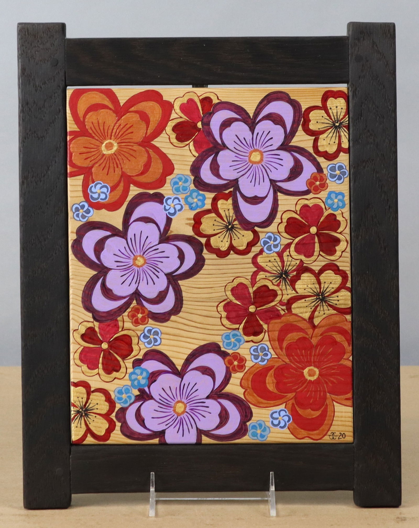 SPRING IN BLOOM ACRYLICS ON CEDAR