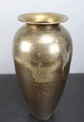 SPUN BRASS VASE WITH APPLIED P