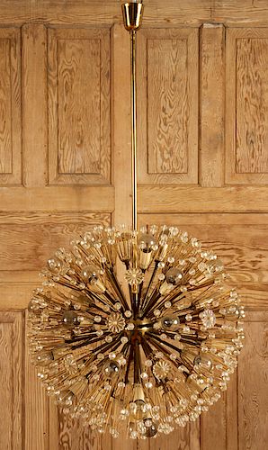 SPUTNIK BRASS GLASS CHANDELIER BY