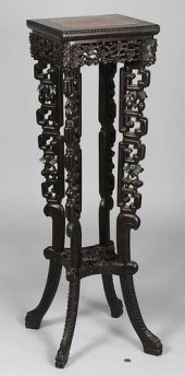 SQUARE CARVED CHINESE PEDESTAL