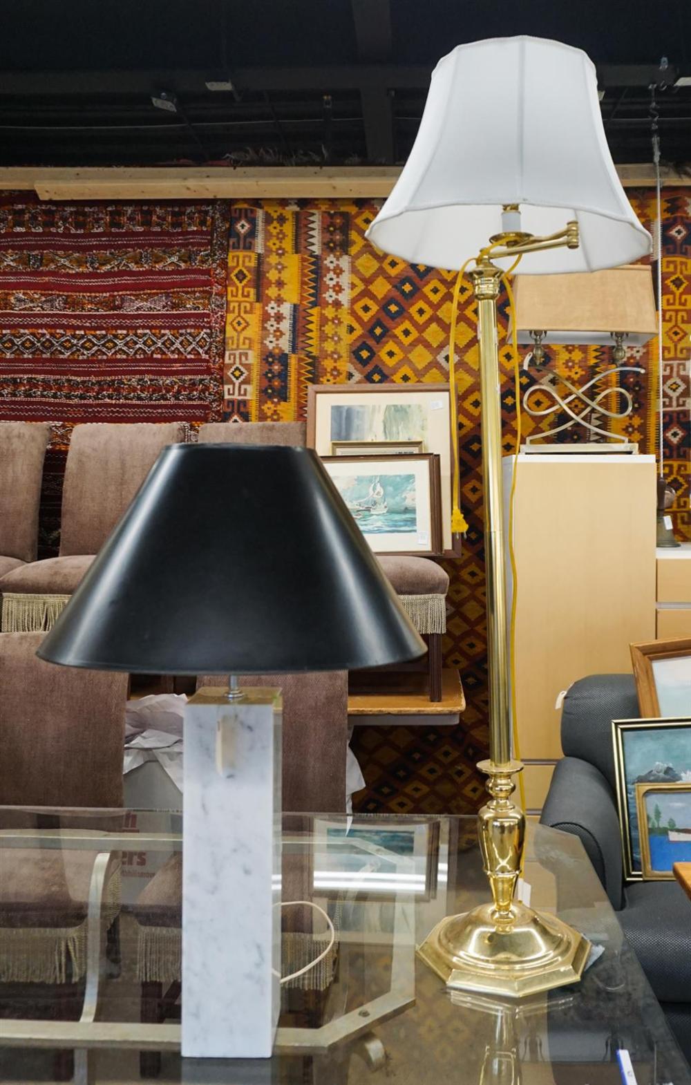 SQUARE MARBLE TABLE LAMP AND