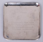 SQUARE METAL DISH PRESENTED TO