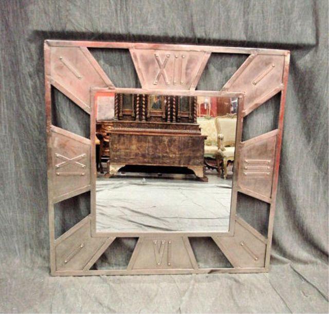 Square Metal Mirror with Clock Type