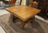 SQUARE OAK DINING TABLE WITH S