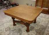 SQUARE OAK DINING TABLE WITH T