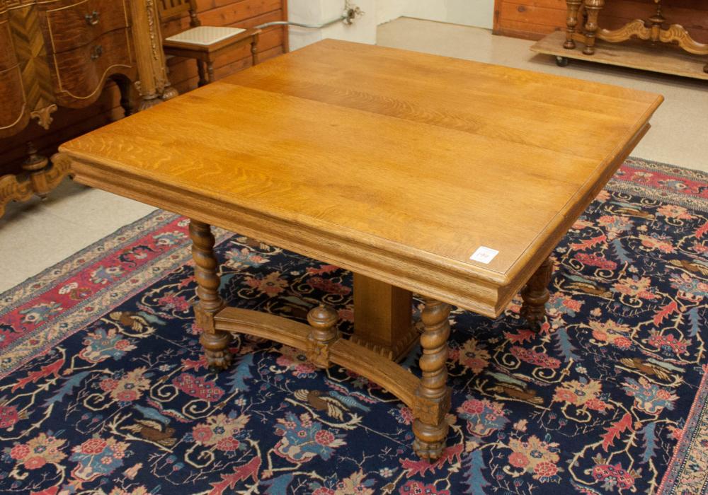 SQUARE OAK DINING TABLE WITH SIX