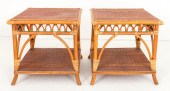 SQUARE RED AND NATURAL WICKER