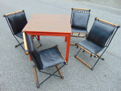 SQUARE TABLE WITH 4 METAL CHAI