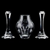 ST. LOUIS CRYSTAL VASE AND PAI