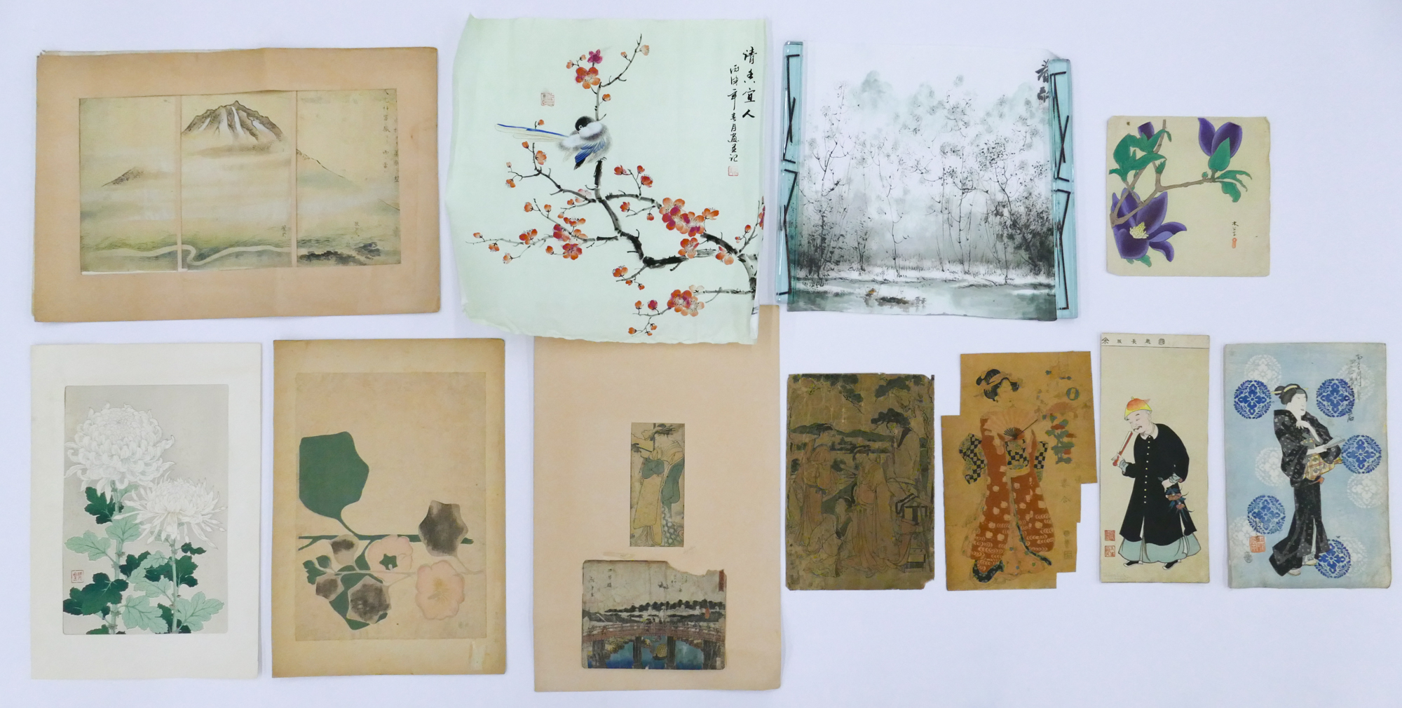 Stack 11pc Old Japanese Woodblock