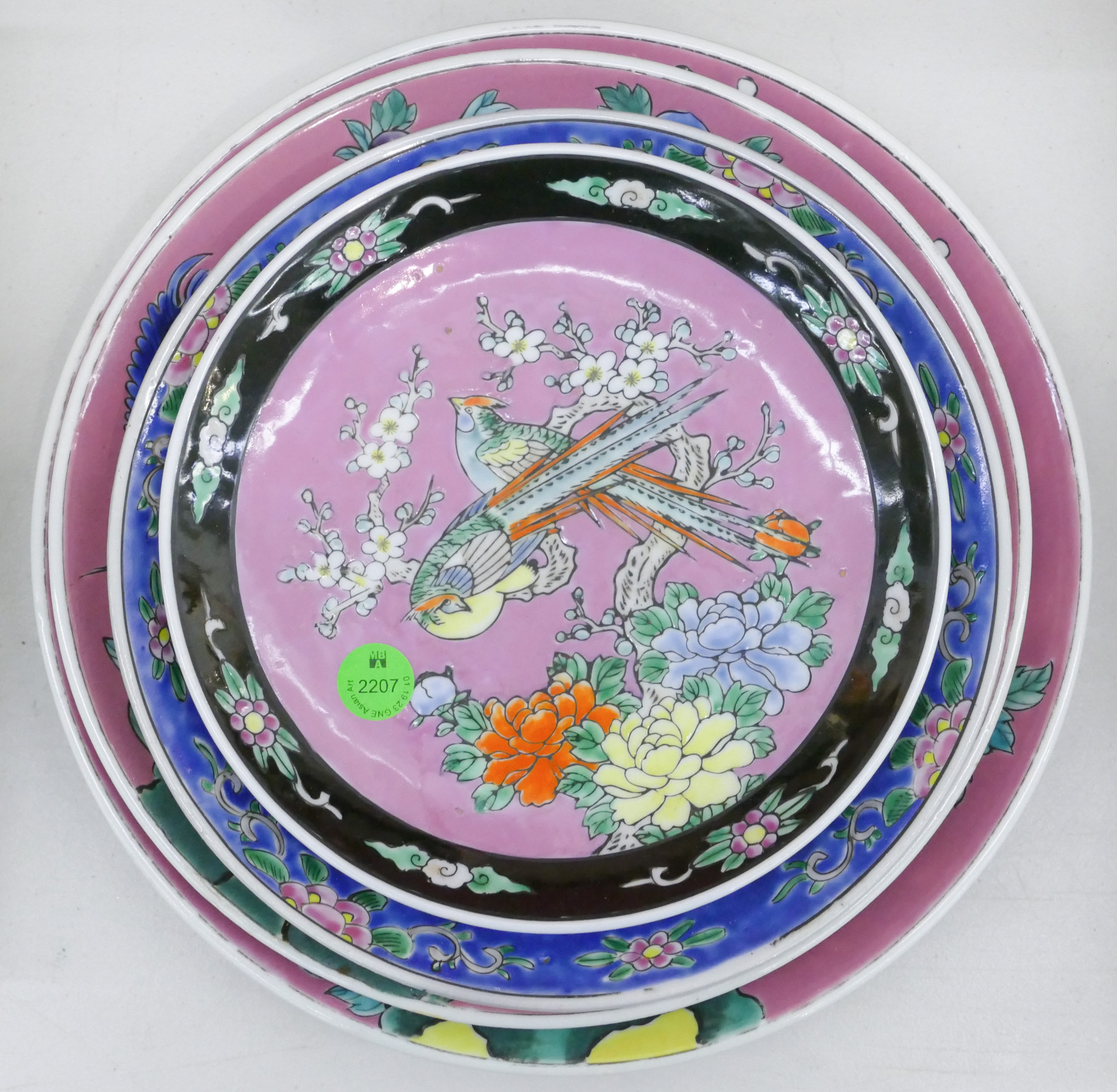 Stack 5pc Japanese Deco Bird Plates