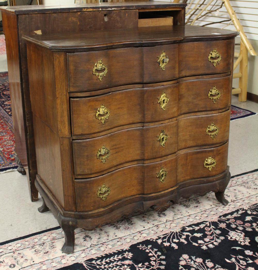 STACKING FOUR-DRAWER OAK CHEST ON