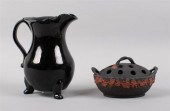 STAFFORDSHIRE BLACK-GLAZED FOO