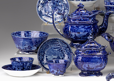 Staffordshire blue transfer-printed