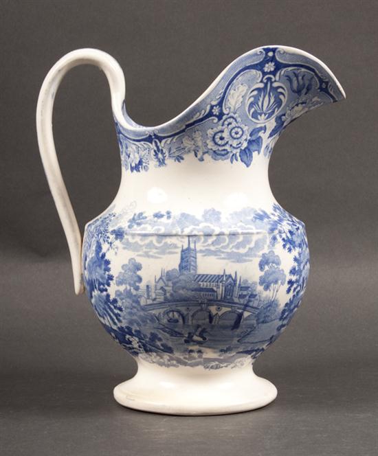 Staffordshire blue transferware jug