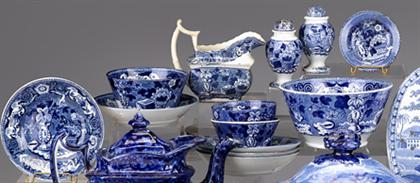 Staffordshire blue transferware tea