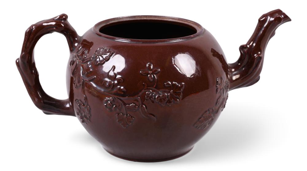 STAFFORDSHIRE BROWNWARE TEAPOT,