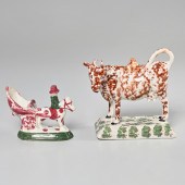 STAFFORDSHIRE COW CREAMER & HO