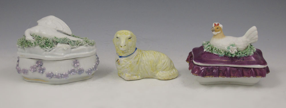 STAFFORDSHIRE FIGURAL TRINKET BOXES