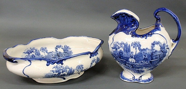 Staffordshire Flow Blue oval wash
