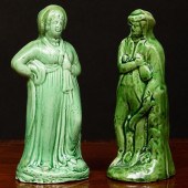 STAFFORDSHIRE GREEN GLAZED EAR
