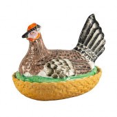 STAFFORDSHIRE HEN ON A BASKETH