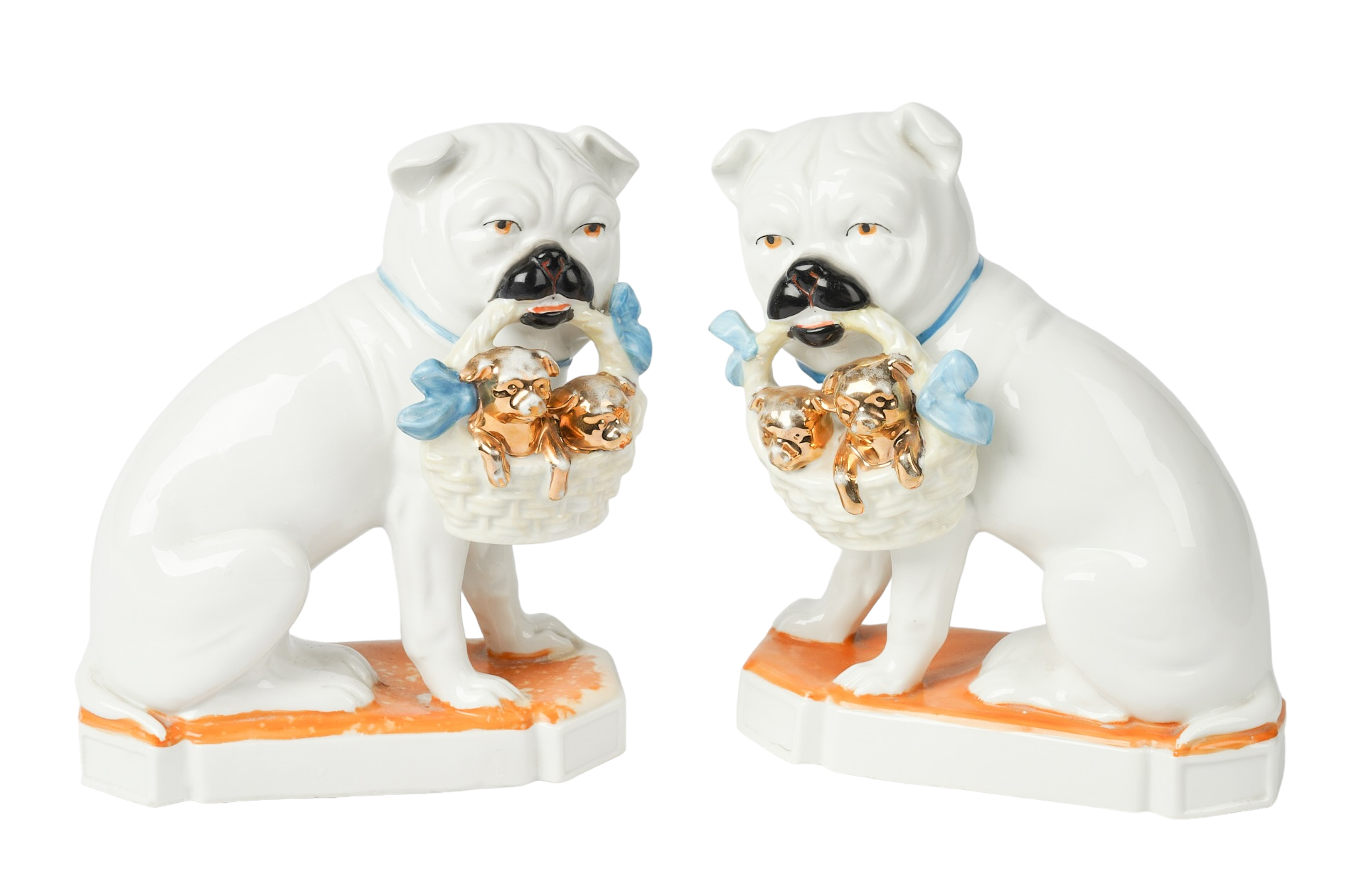 Staffordshire style pug pair,