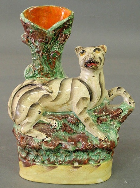 Staffordshire tiger spill vase 19th