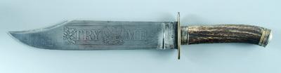 Stag handle Bowie knife, banner