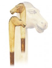 STAG HORN HORSE CANE-Ca. 1890