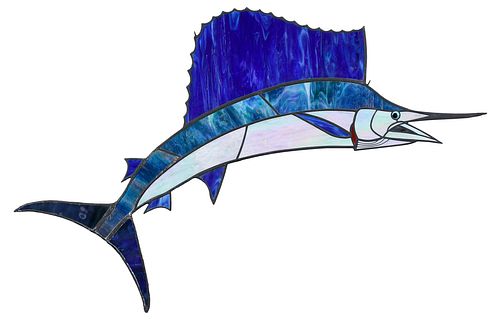 STAINED AND LEADED GLASS SAILFISH