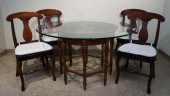 STAINED FRUITWOOD AND GLASS TO