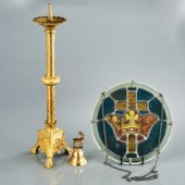 STAINED GLASS, CANDLESTICK & B
