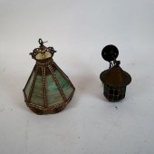 STAINED GLASS CHANDELIER AND C