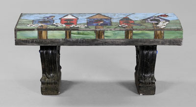 Stained Glass, Concrete Bench,