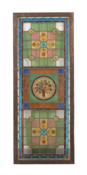 STAINED GLASS FLORAL WINDOW PA
