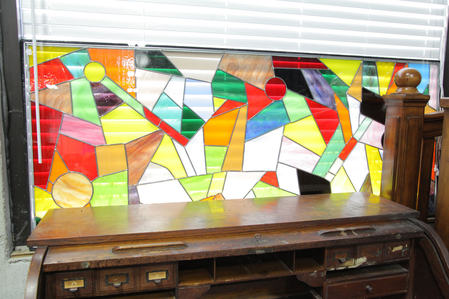 STAINED GLASS PLANEL.  American 